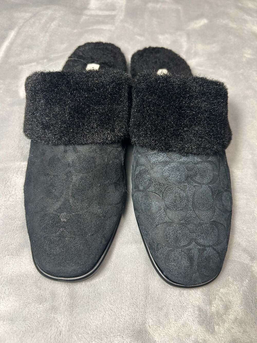 COACH Sherpa Flat Mule In Signature Suede Black CCX65 woman’s 9